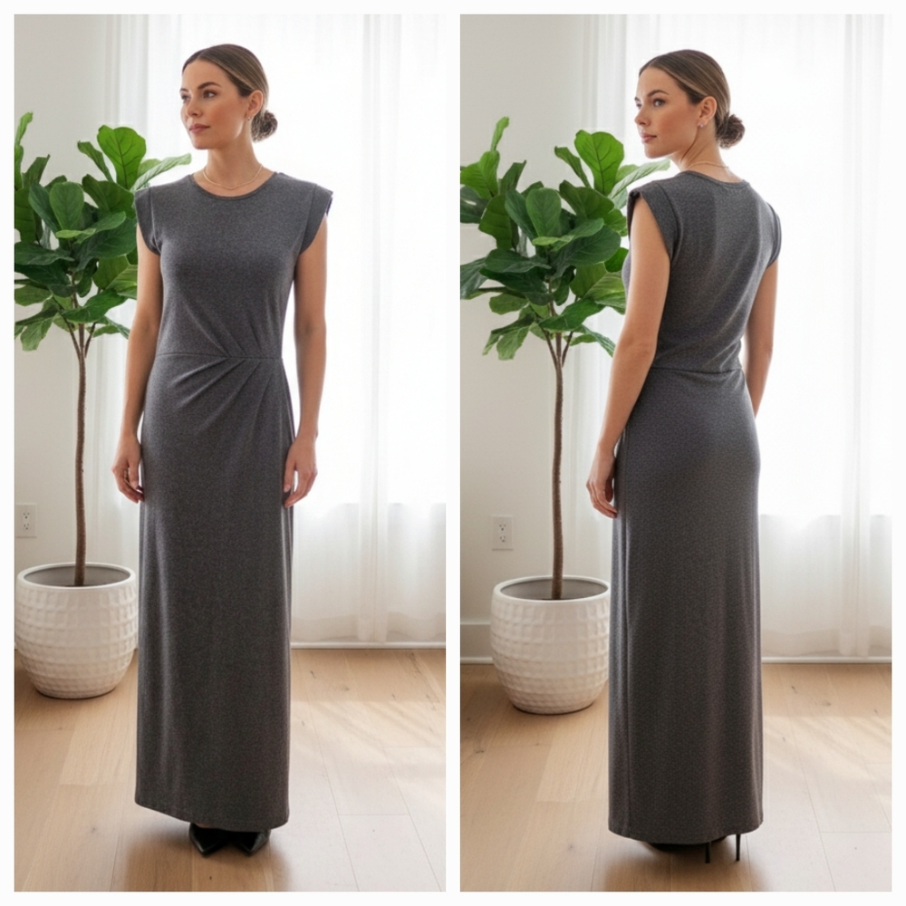 Club Monaco XS Quiet Luxury Minimalist Jersey Resortwear Knit Maxi Dress